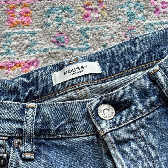 Moussy Vintage Plymouth Straight Blue High Rise Distressed Jeans Women's Size 28 - Picture 11 of 13